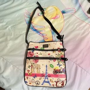 Paris butterfly floral shoulder bag NWOT purse
